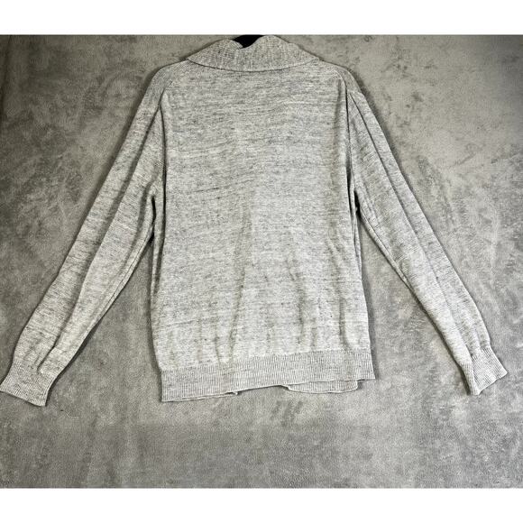 J Crew Cardigan Mens L Gray Knit Lambswool Shawl Neck Sweater Grandpa Basic - Picture 5 of 10